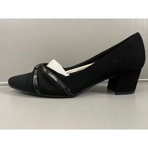 Easy Street Millie Shoes Womens Size 9N Black Bow Block Heel Pumps Dress